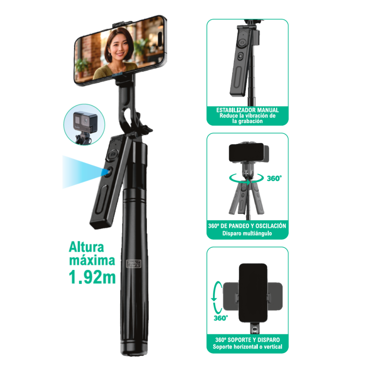 Palo selfie inteligente con seguimiento facial
