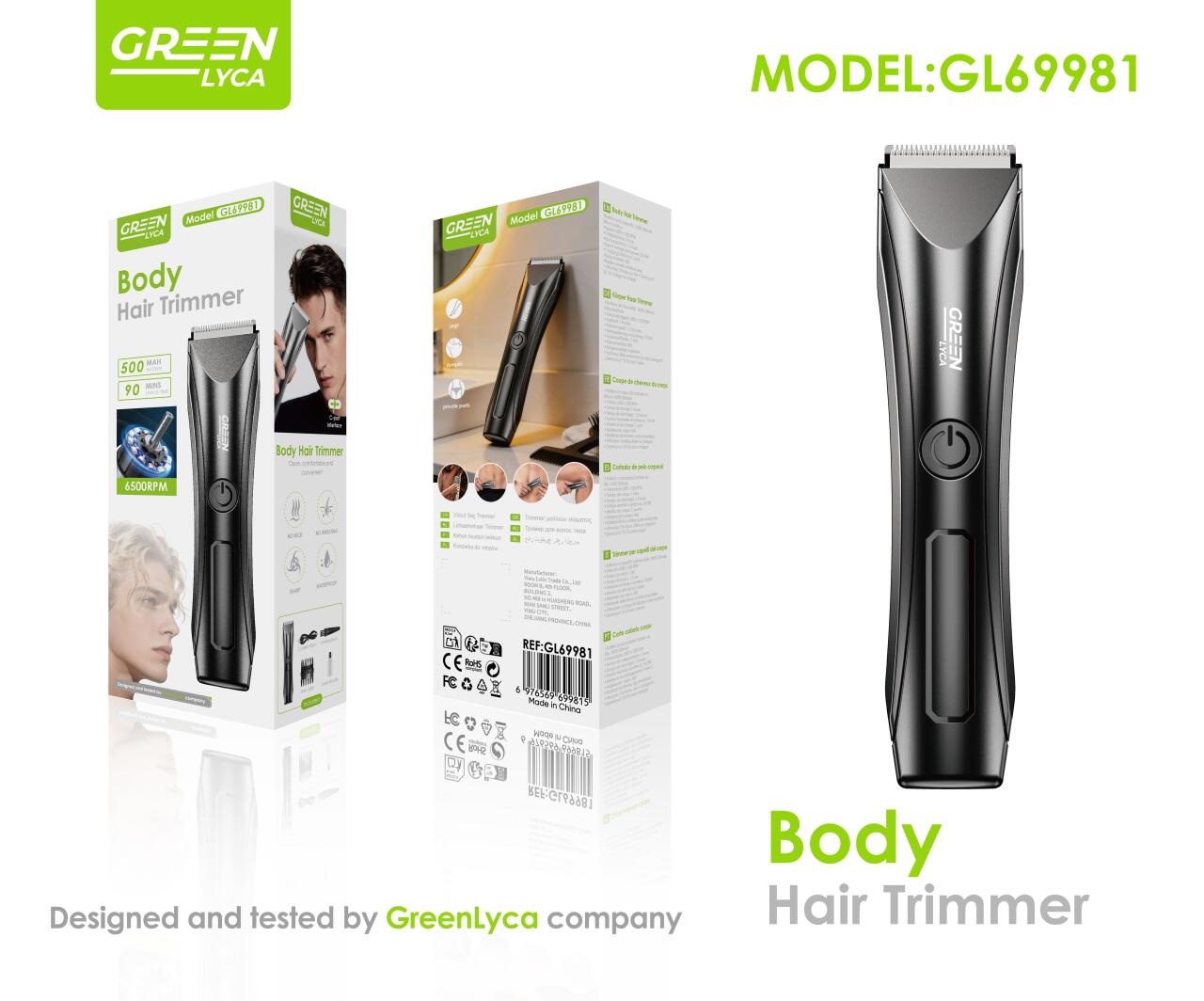 Recortadora Corporal Green Lyca GL69981 Body Hair Trimmer Recargable